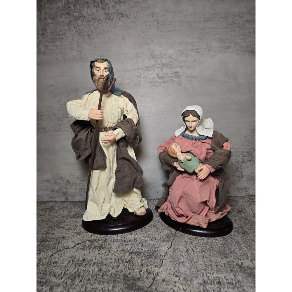 Vtg Fabric Mache Holy Family Cedar Creek Collection 2 Set Joseph Mary And Jesus